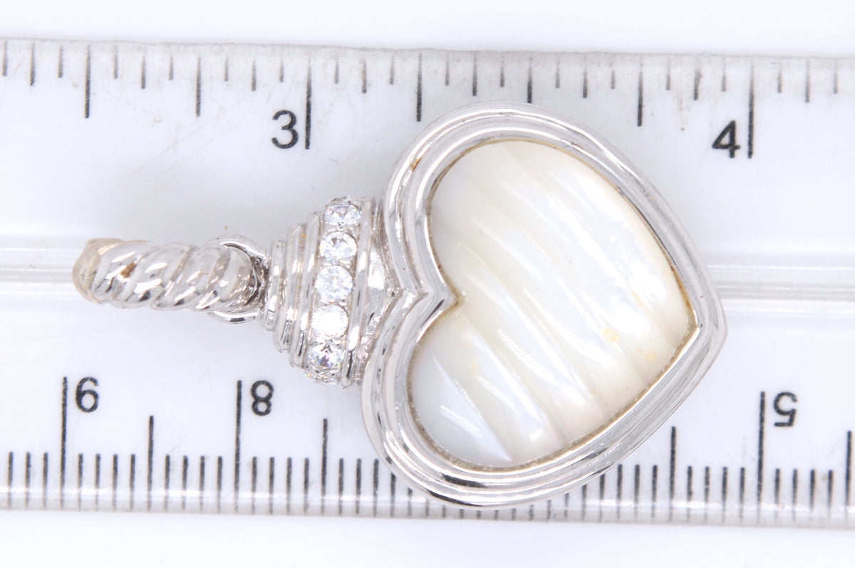 Judith Ripka mother of pearl and CZ heart shaped pendant