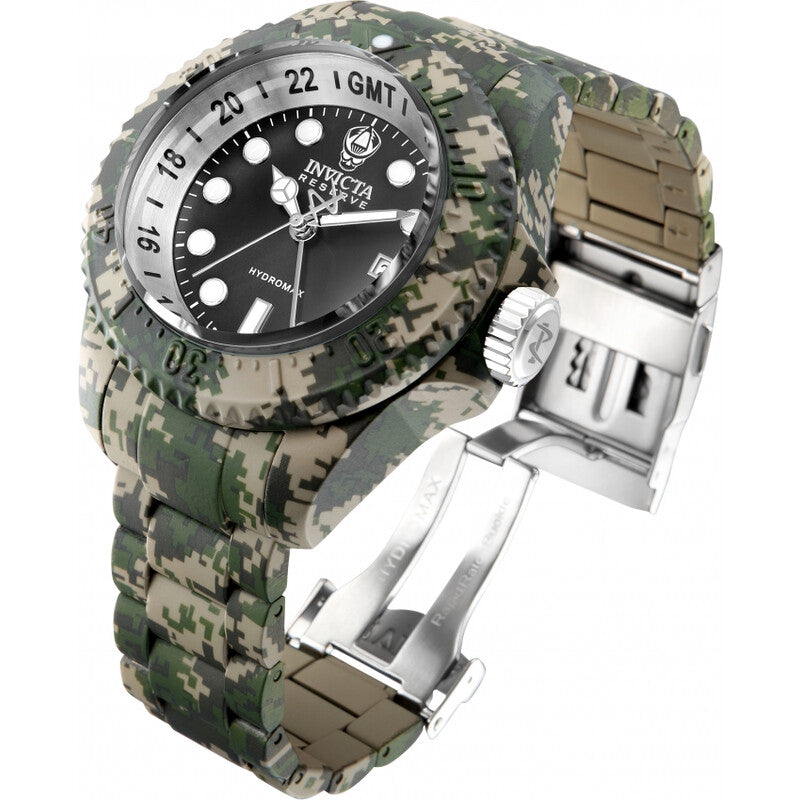 Invicta Reserve GMT Dive Watch with Black Dial and Aqua Two-Tone Bracelet