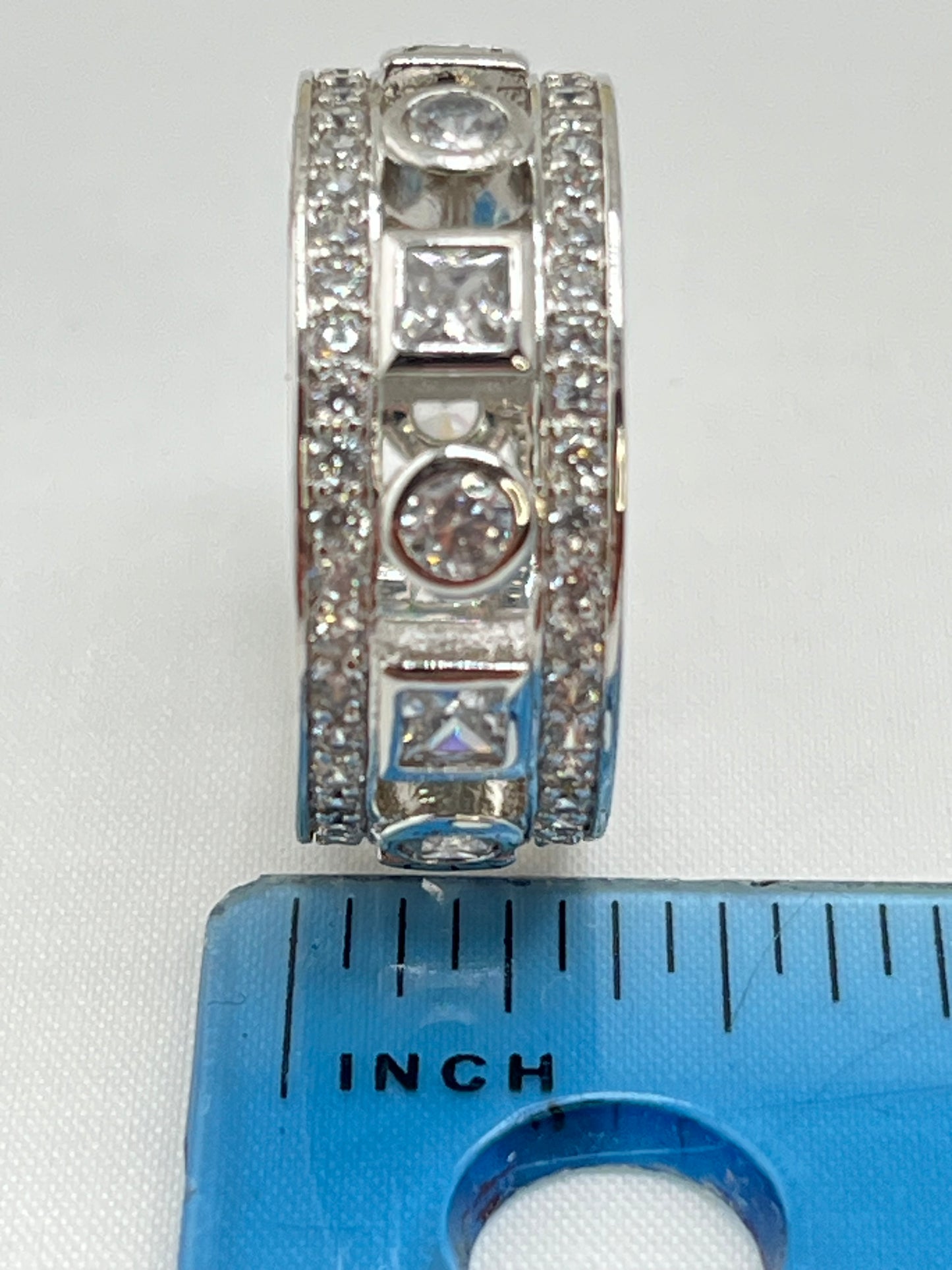 925 Sterling Silver 9mm CZ Triple Row Band