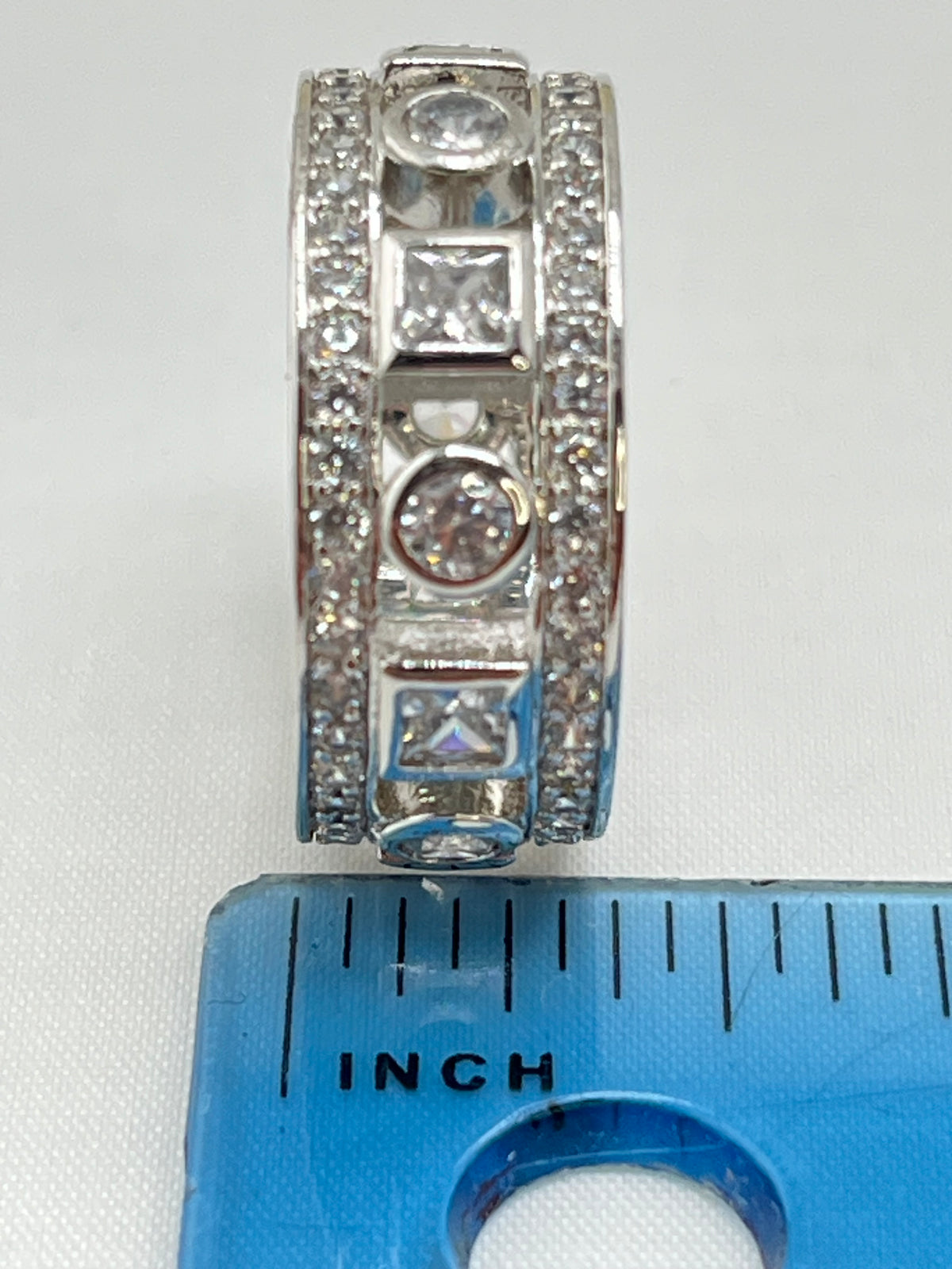 925 Sterling Silver 9mm CZ Triple Row Band