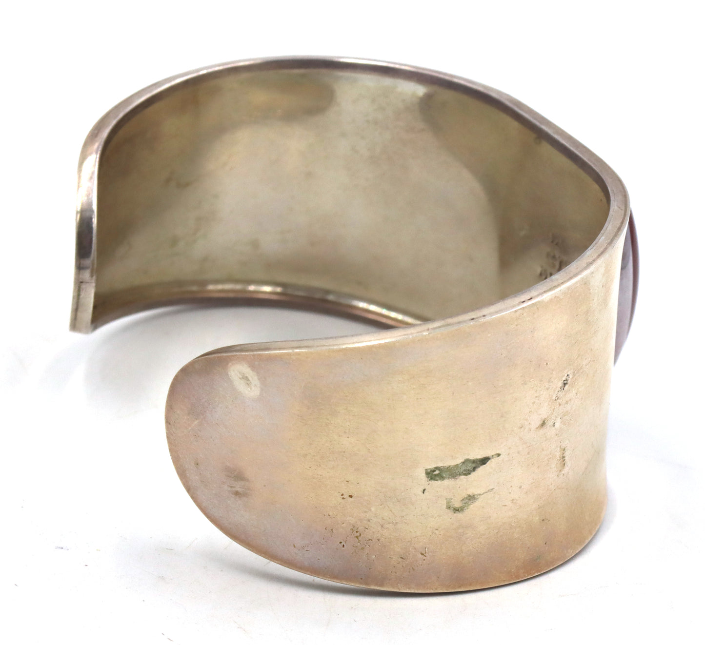 925 Sterling silver Mexico signed coral cuff bangle