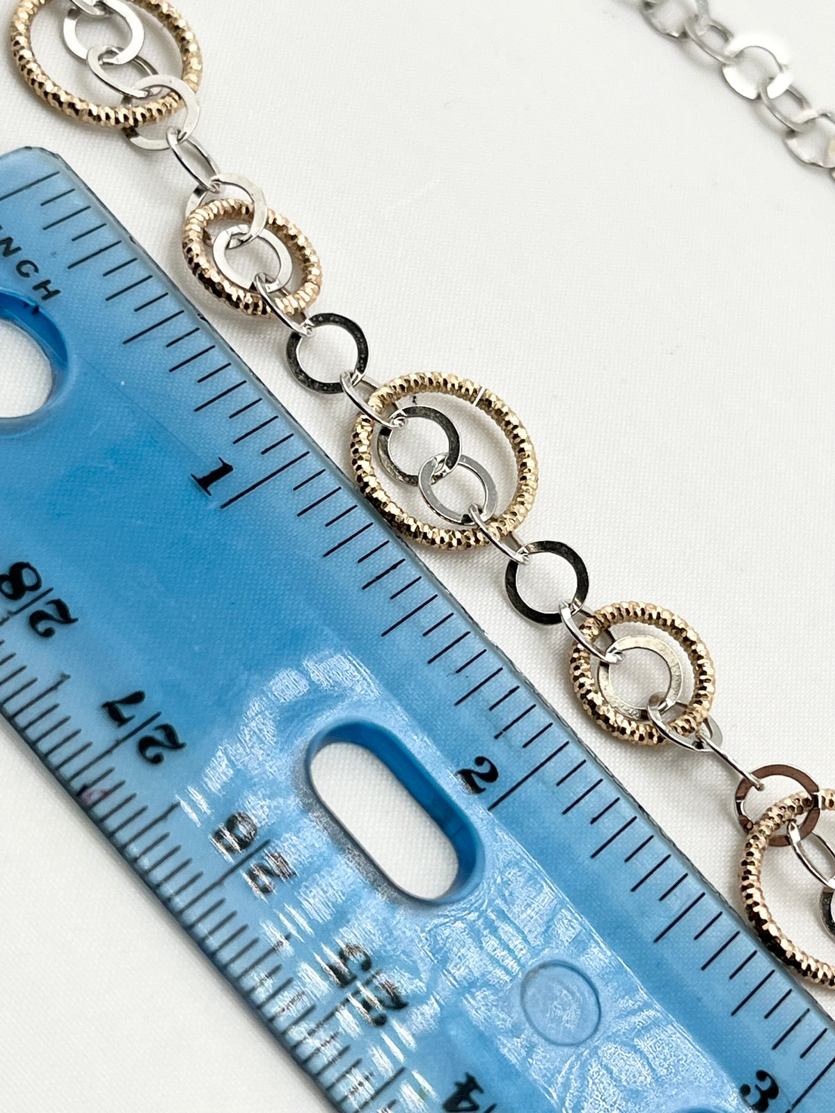 M Italy 925 sterling Silver Two Tone Circle Link Necklace