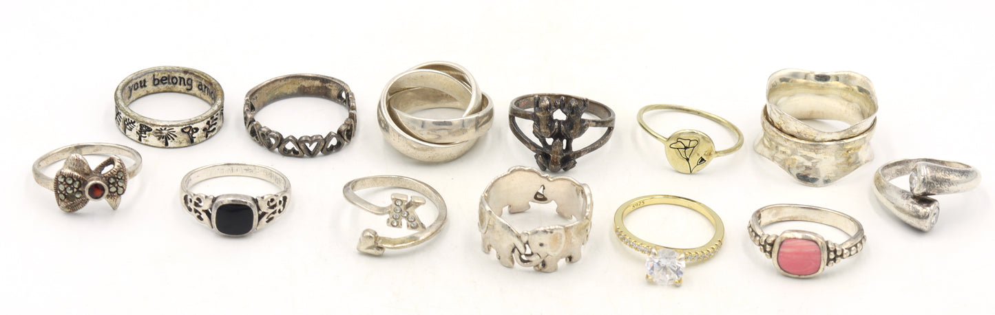 Vintage 925 sterling silver 13 rings