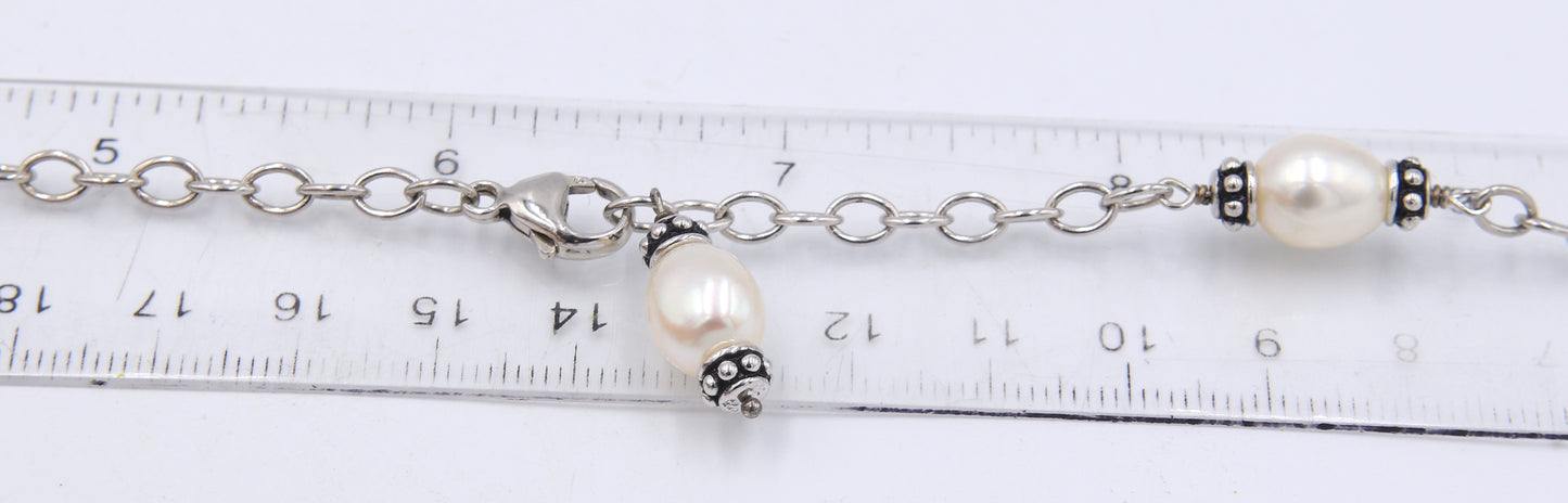 925 Sterling silver Pearl yard necklace