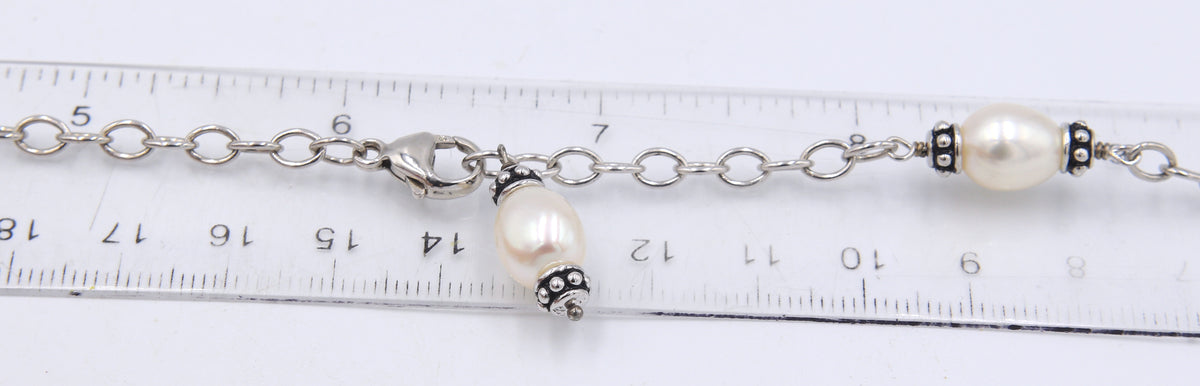 925 Sterling silver Pearl yard necklace