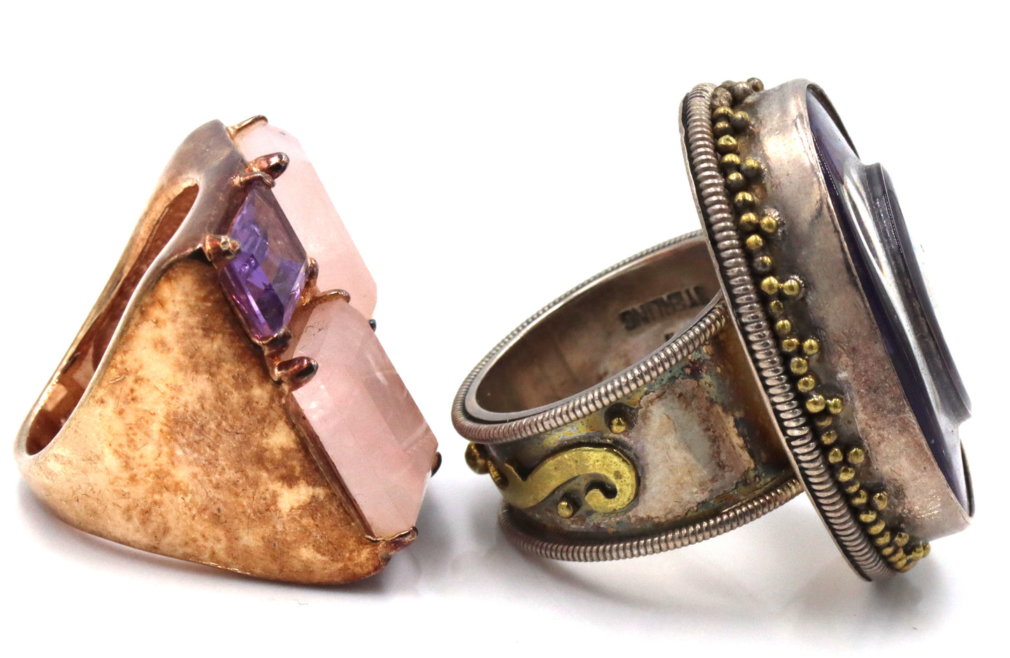 Lot of 2 Vintage 925 sterling silver rings