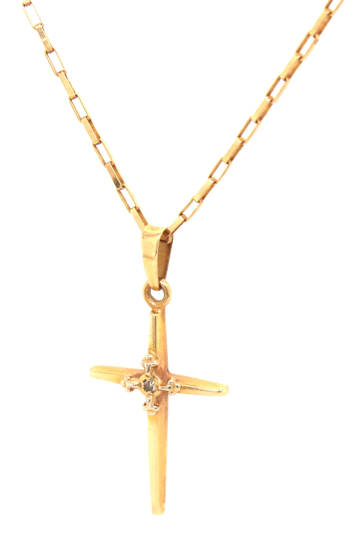 14kt Yellow gold cross pendant on chain