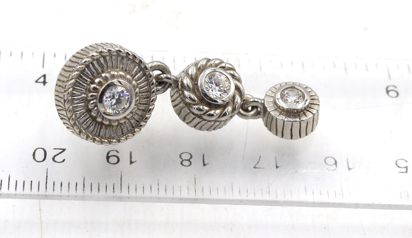 925 Sterling silver Judith Ripka crystal dangle earrings