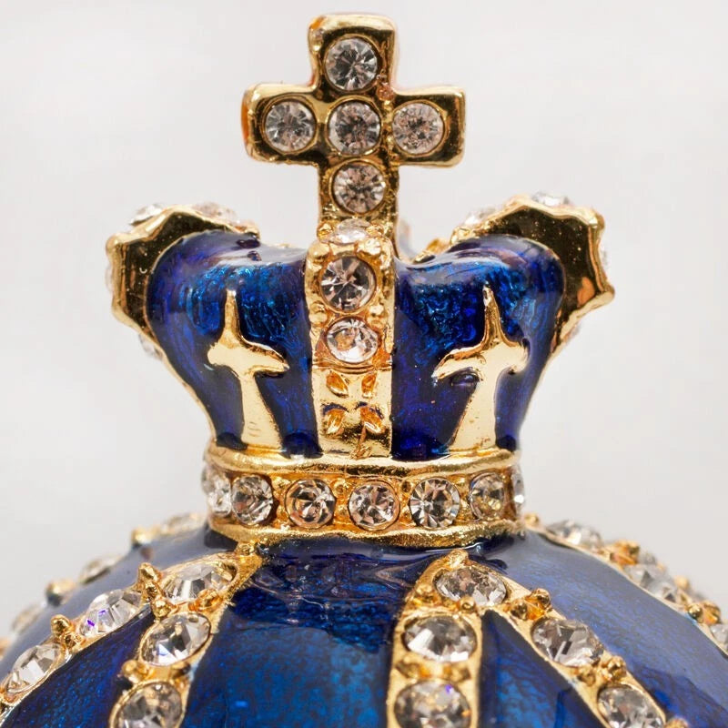 3.2" Twisted Fabergé Egg Replica Jewelry Box – Blue Keepsake Яйцо Фаберже