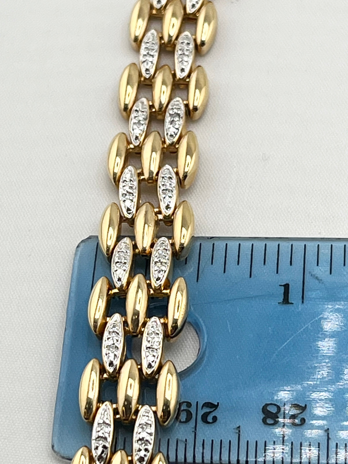 925 Gold tone Sterling Silver Ross- Simons Style With CZ Accent Bracelet