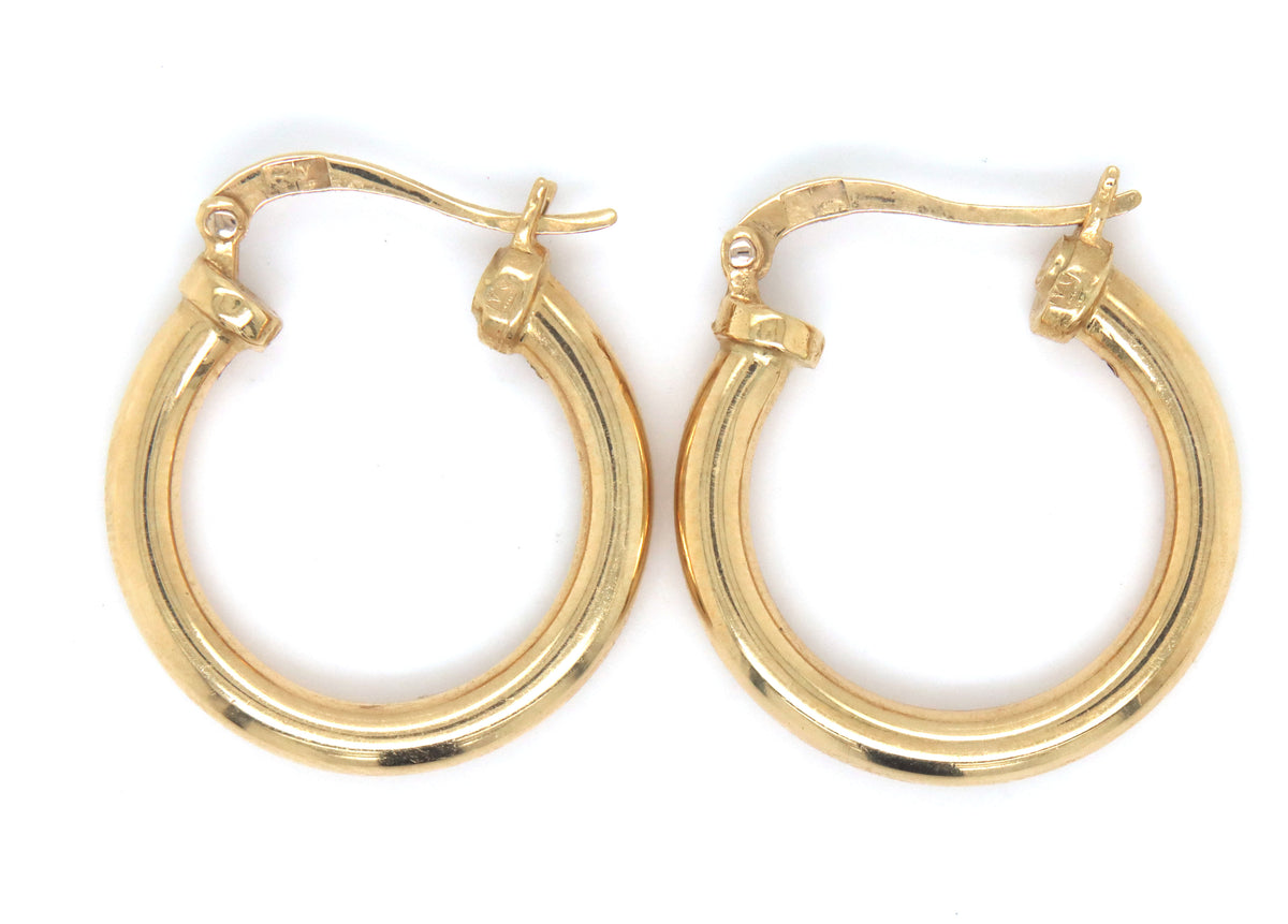 18kt Yellow gold tube hoop earrings