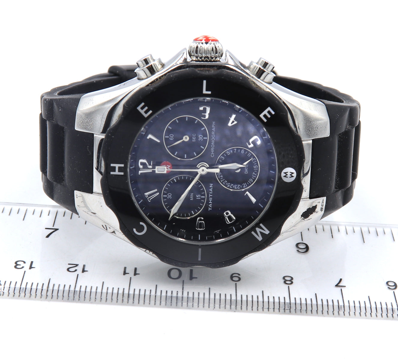 Michele Jelly Bean Tahitian Chronograph Black Rubber Watch