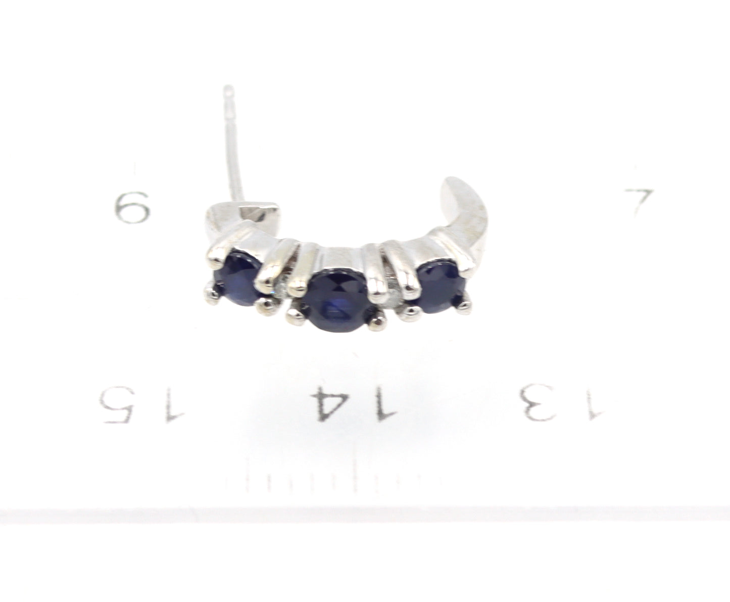 14kt White gold sapphire and diamond J hoops