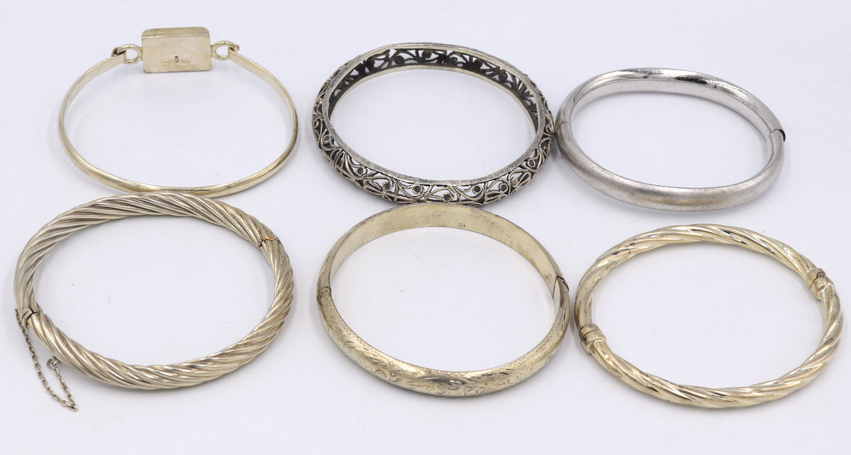 Group lot of vintage 925 sterling silver bangles