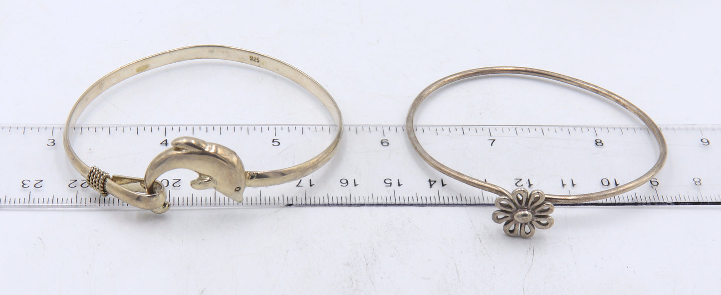 Group lot of vintage 925 sterling silver cuff bangles