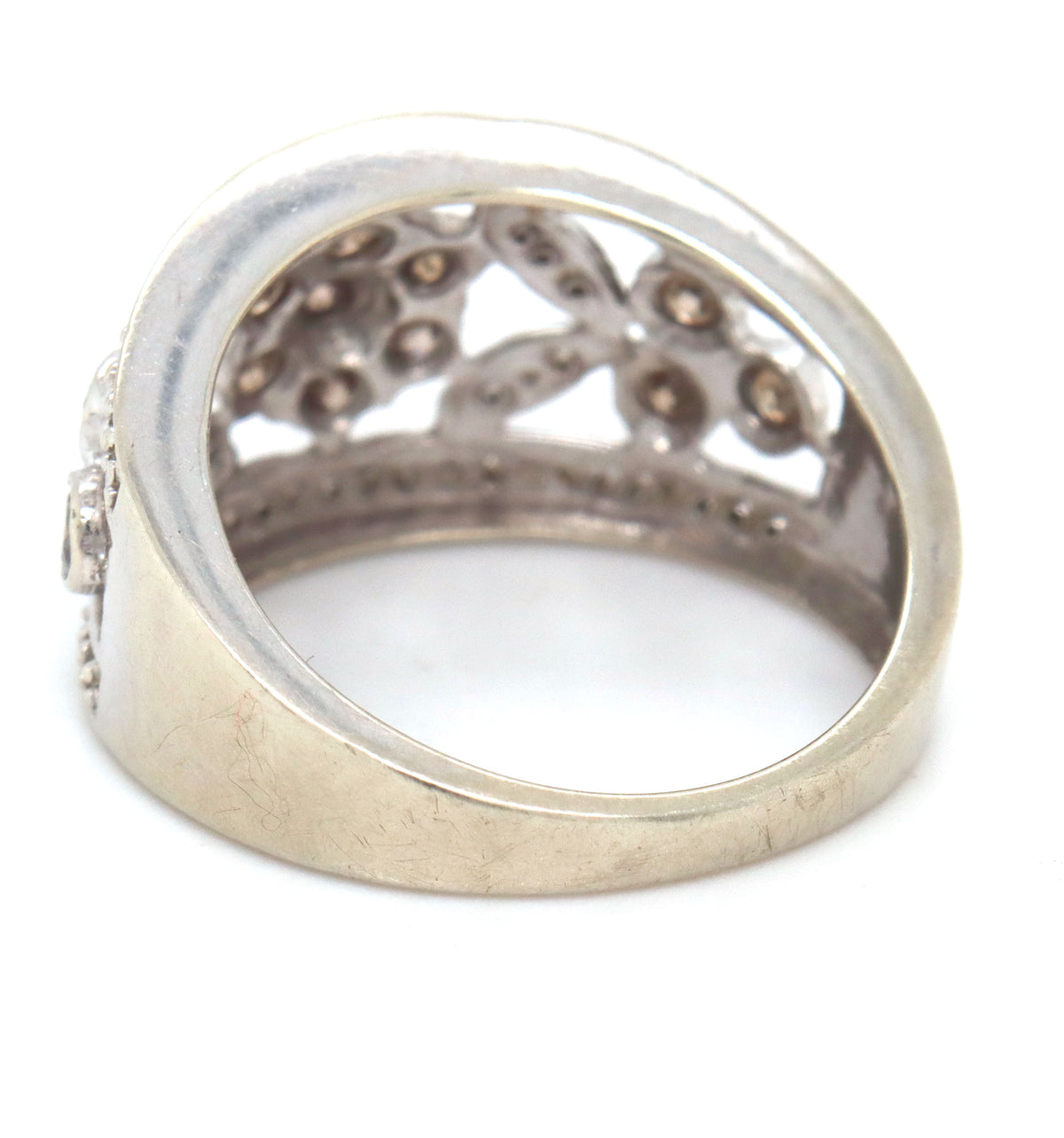 10kt White gold champagne and white diamond band
