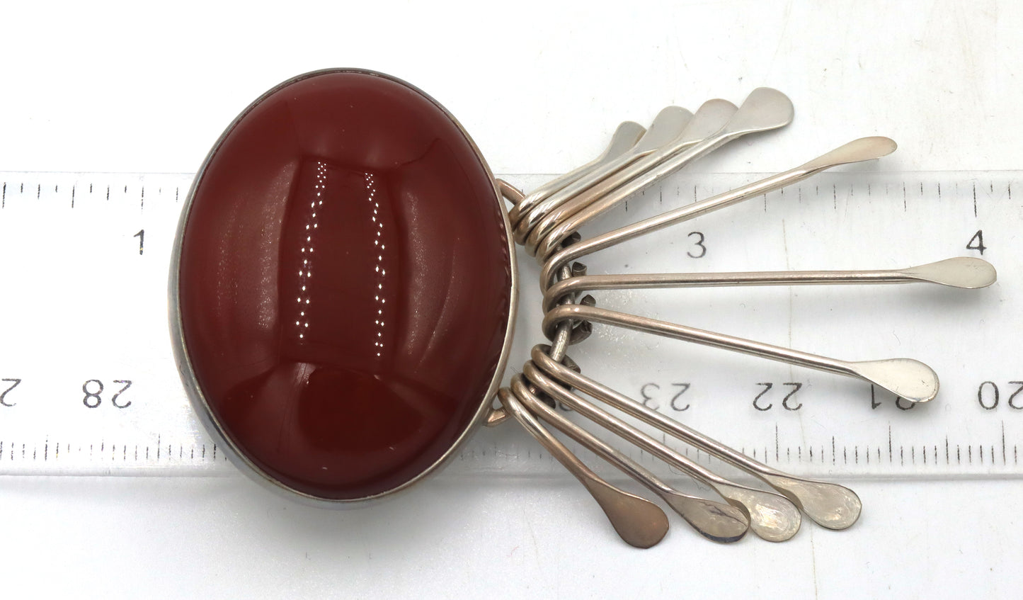 925 Sterling silver Mexico signed Coral pendant brooch