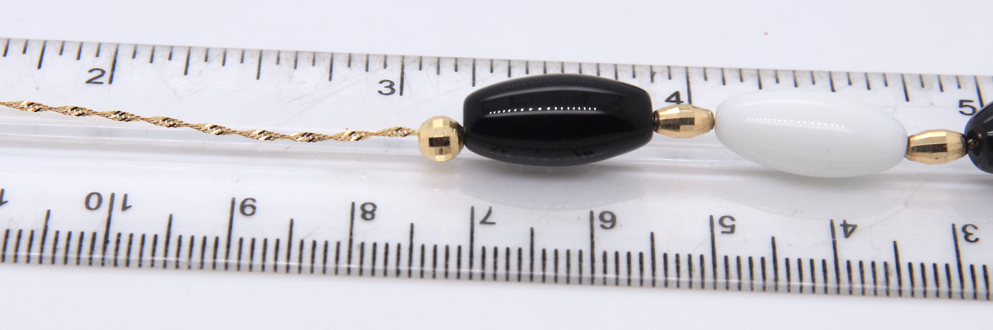 Italian 14KT yellow Gold Black and White Bead Necklace