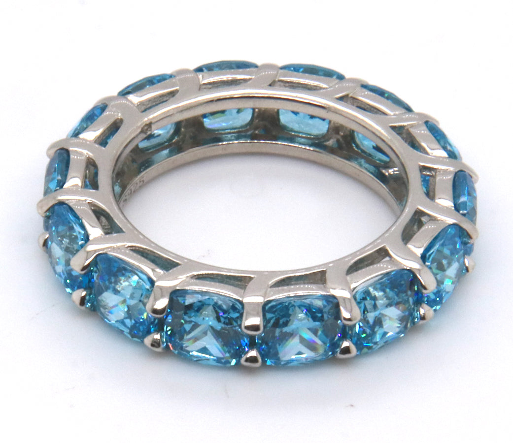 Sterling Silver Blue Cubic Zirconia Band