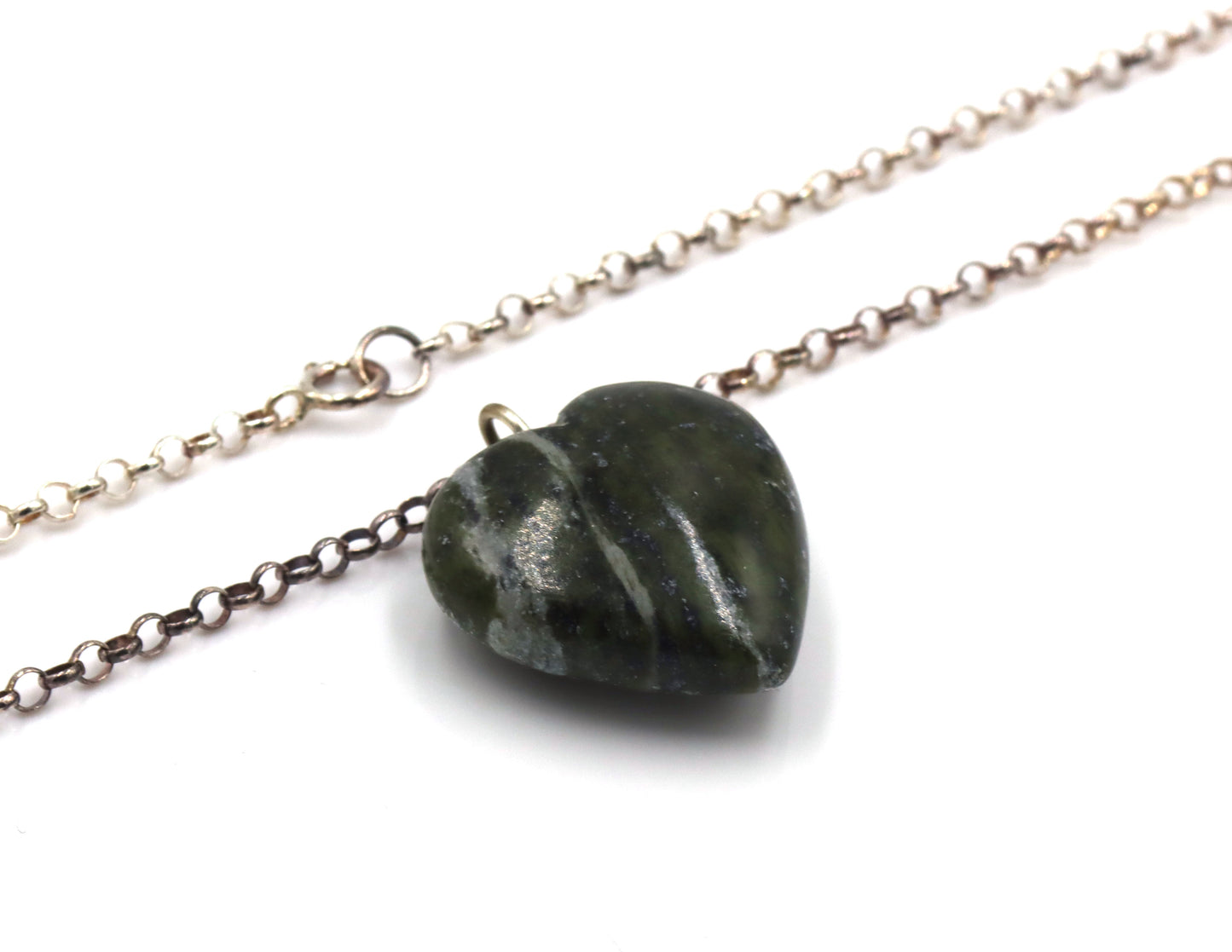 925 Sterling silver heart shaped gemstone pendant on chain