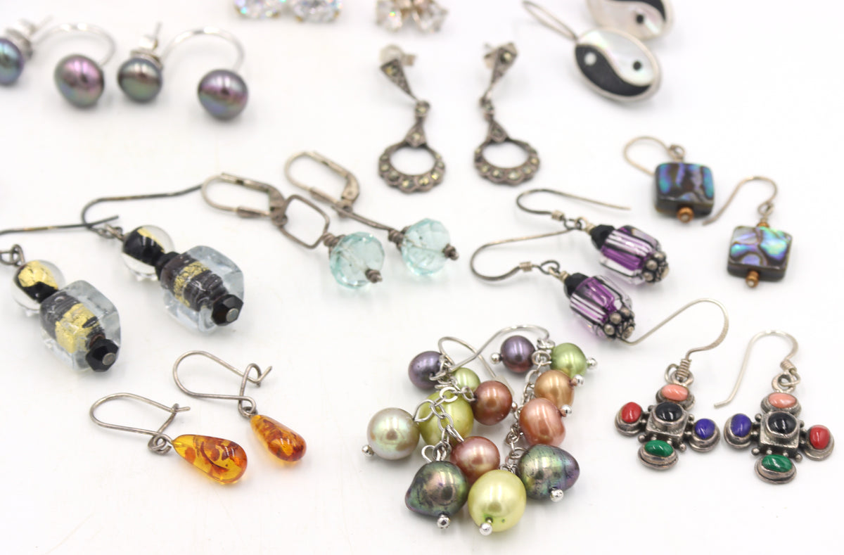 Group lot of Vintage 925 sterling silver earrings