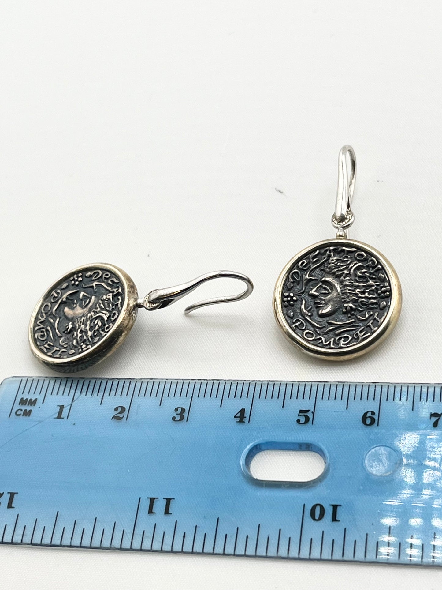 925 Sterling Silver Ancient Coin Drop Earrings