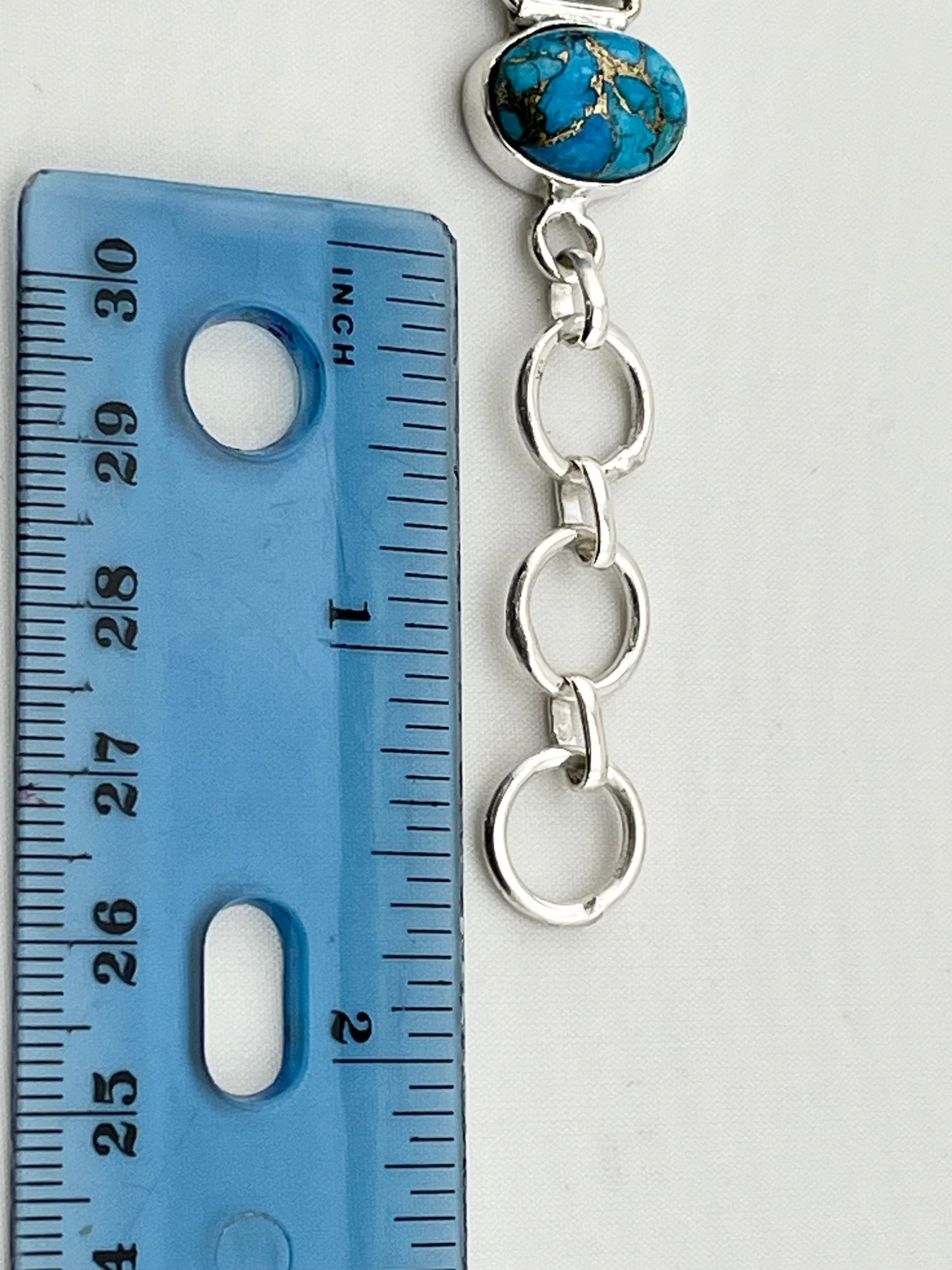 925 Sterling Silver Oval Turquoise Link Bracelet