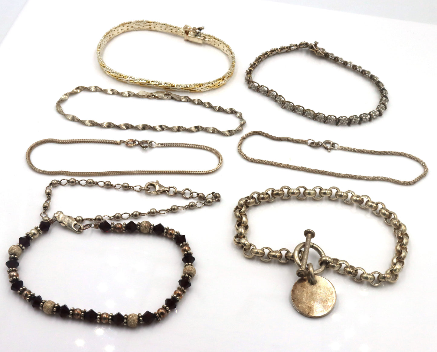 Group lot of 8 vintage 925 sterling silver bracelets
