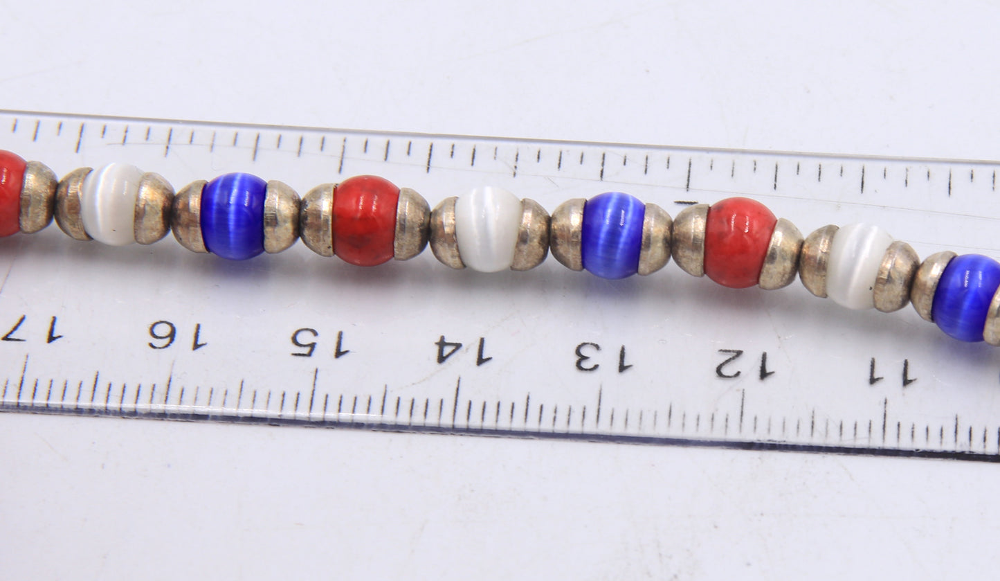 Group lot of 3 vintage 925 sterling silver glass bracelets