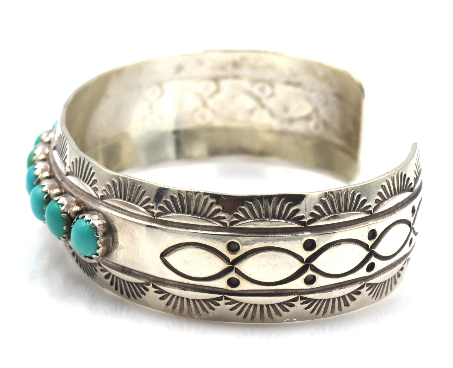 Vintage 925 sterling silver signed turquoise cuff bangle