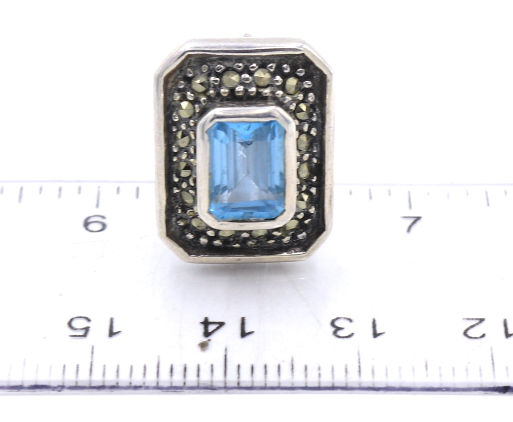Set of vintage 925 sterling silver blue cubic zirconia jewelry