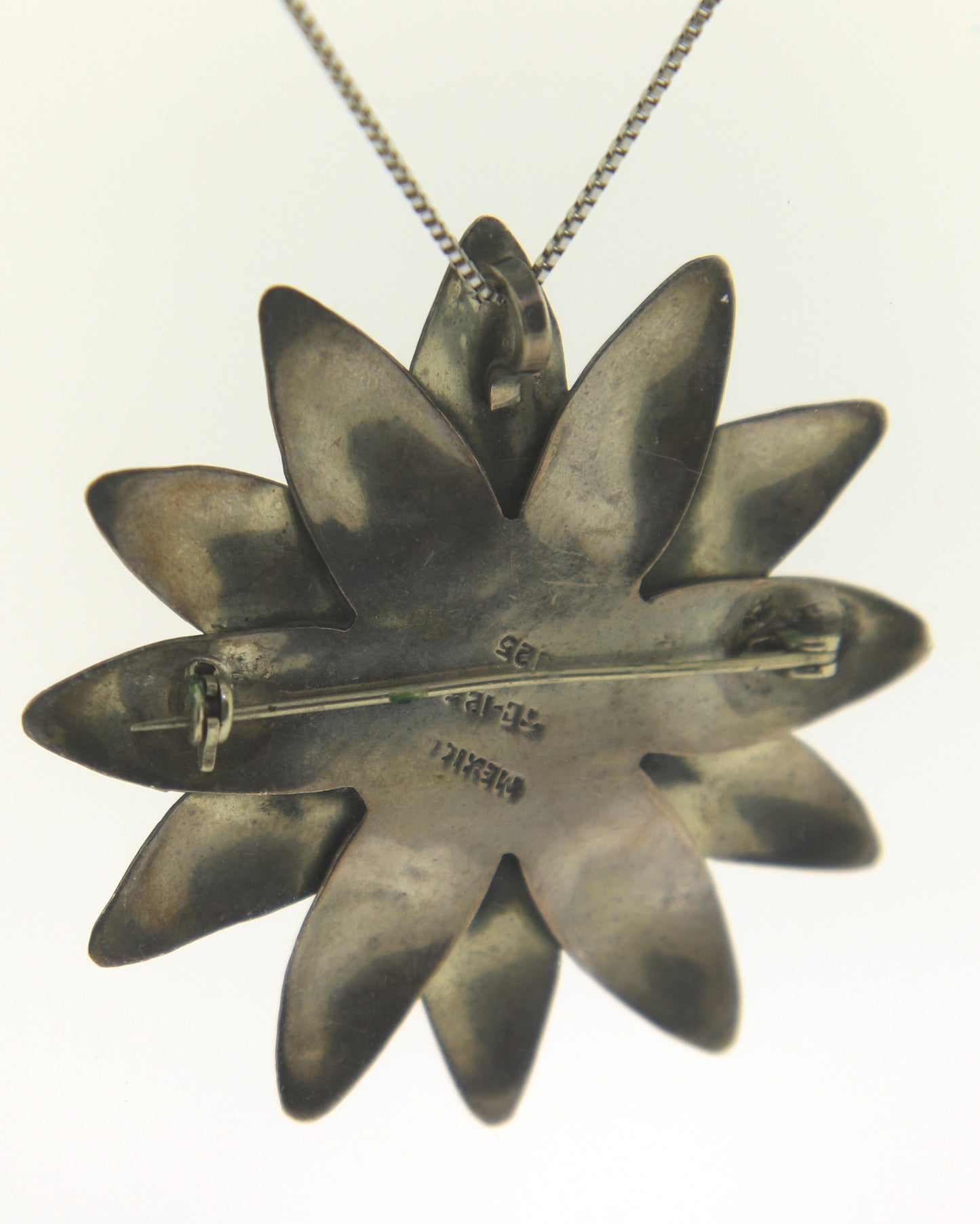 Vintage 925 Sterling Silver Sun Flower Pendant on Chain