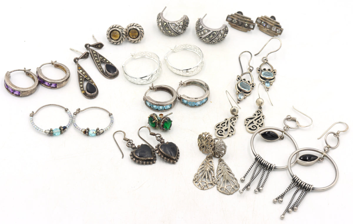 Group lot of Vintage 925 sterling silver earrings