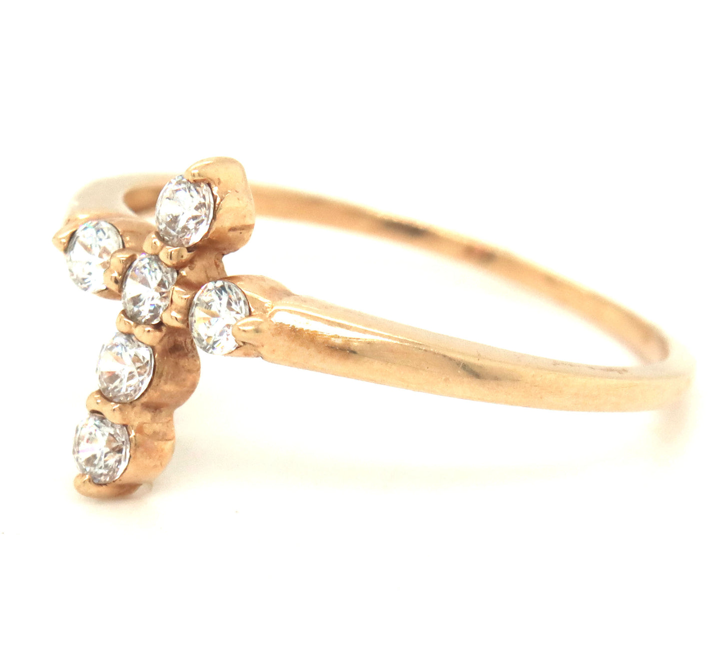 10kt Yellow gold cubic zirconia cross ring
