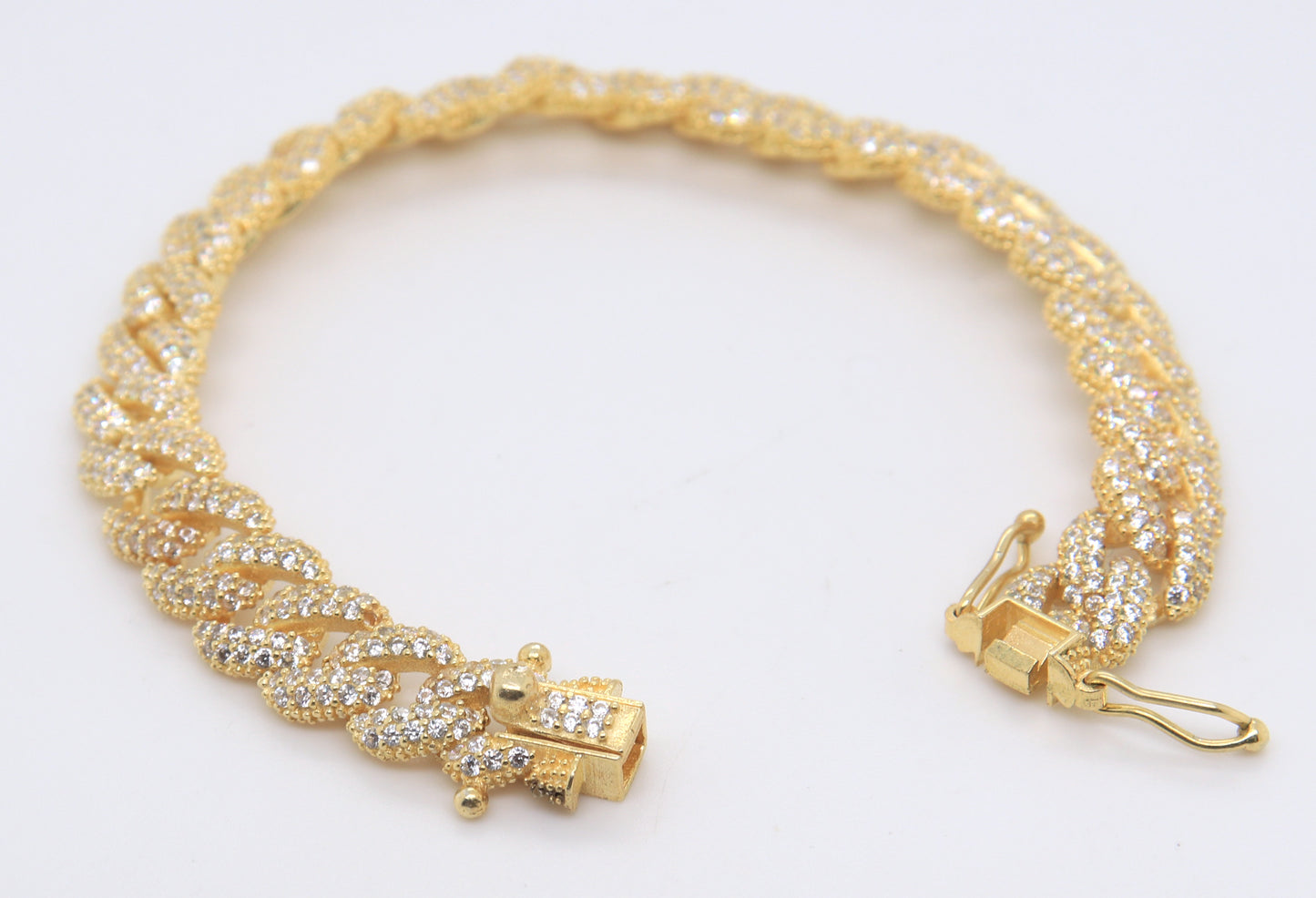 925 Sterling Silver Cubic Zirconia Curb Link Bracelet