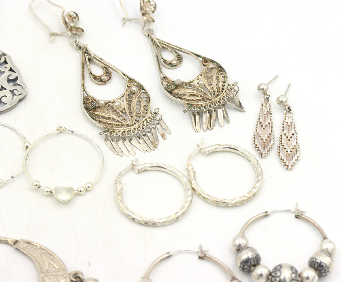 Group lot of Vintage 925 sterling silver earrings