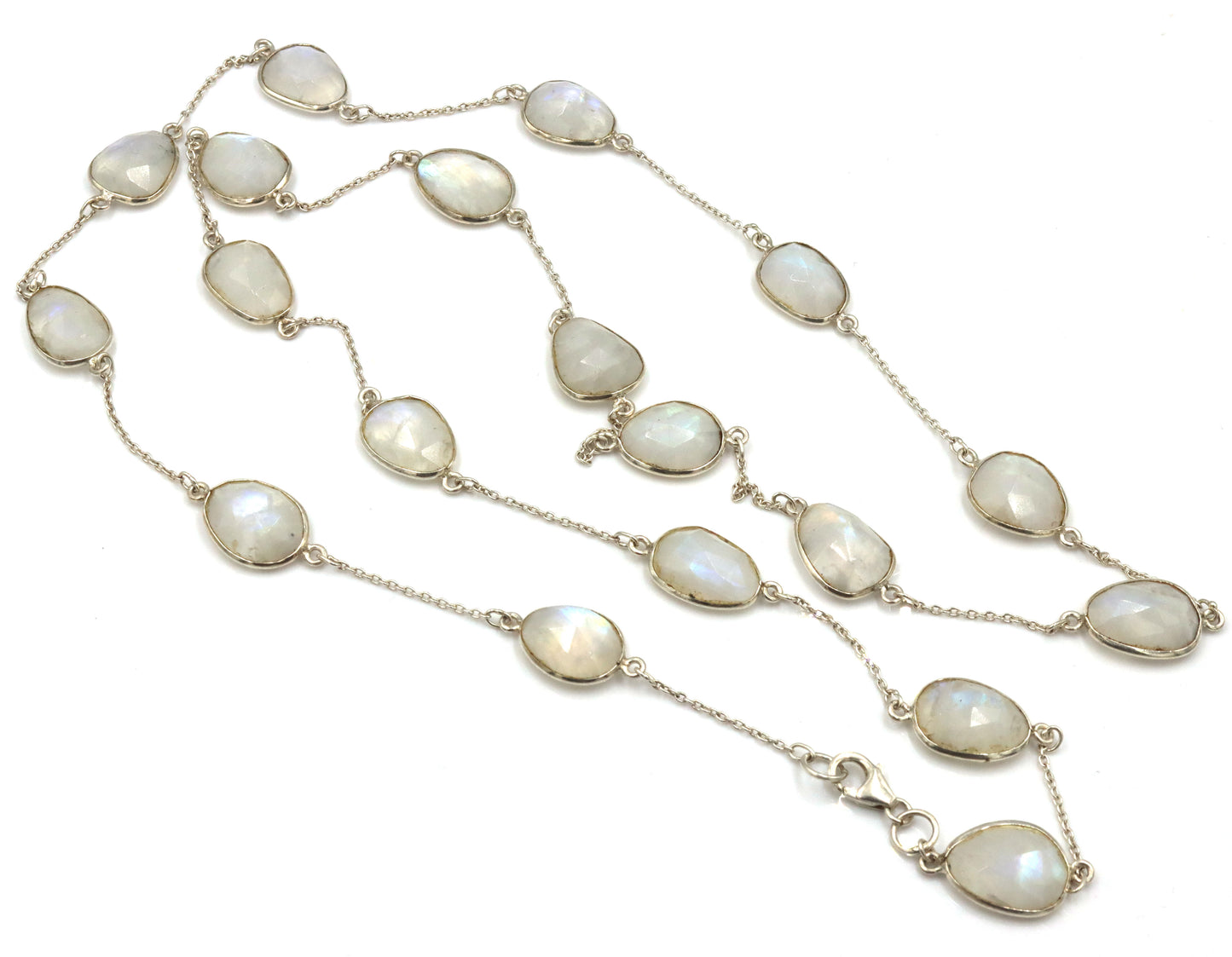 925 Sterling silver Moonstone station necklace