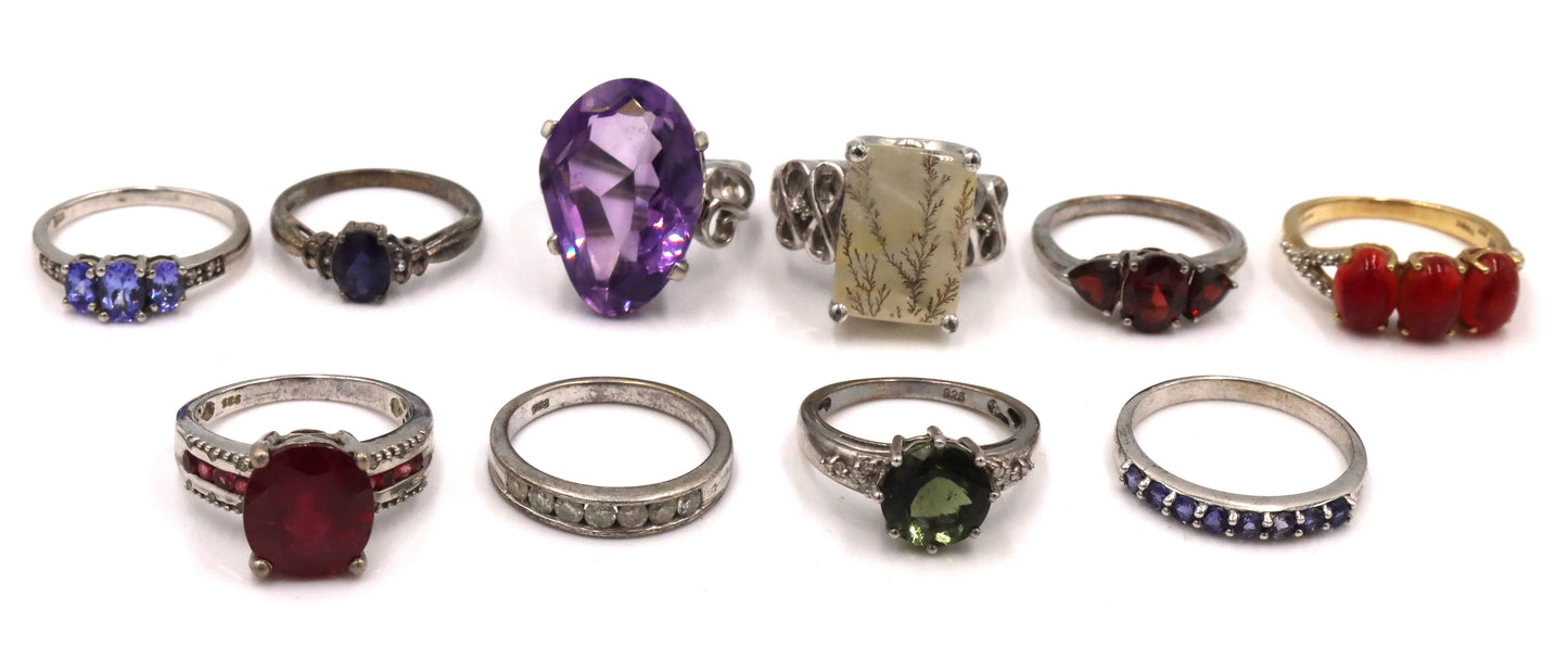 Group lot of Vintage 925 sterling silver rings