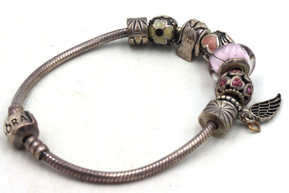 Lot of 3 Pandora charms bracelet in sterling silver