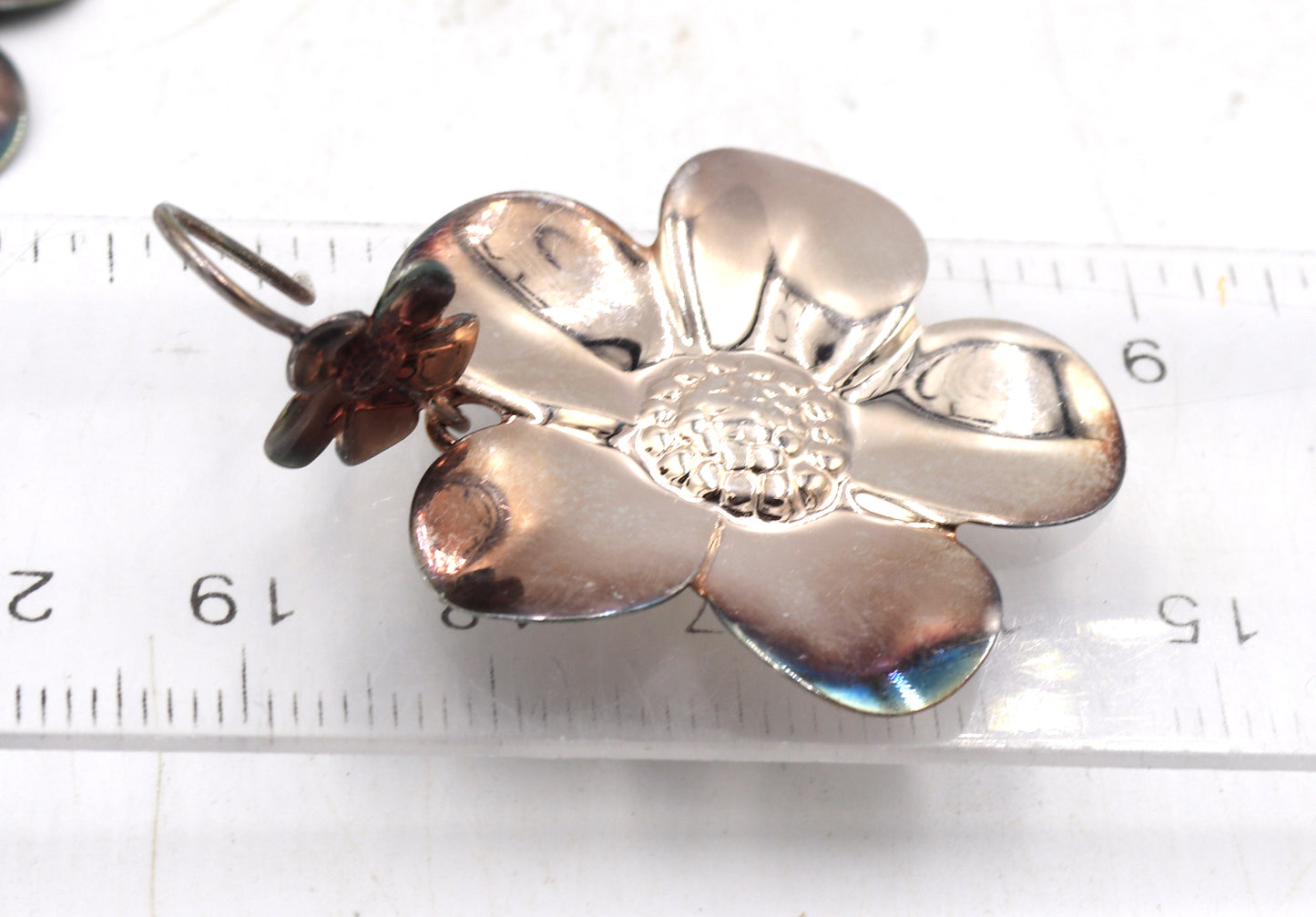 925 Sterling silver flower dangle earrings and ring