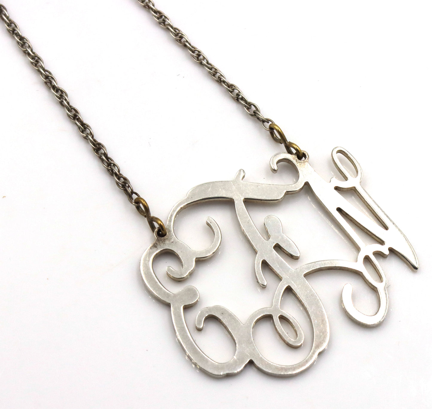 Set of 925 sterling silver Initial cuff bangle and necklace