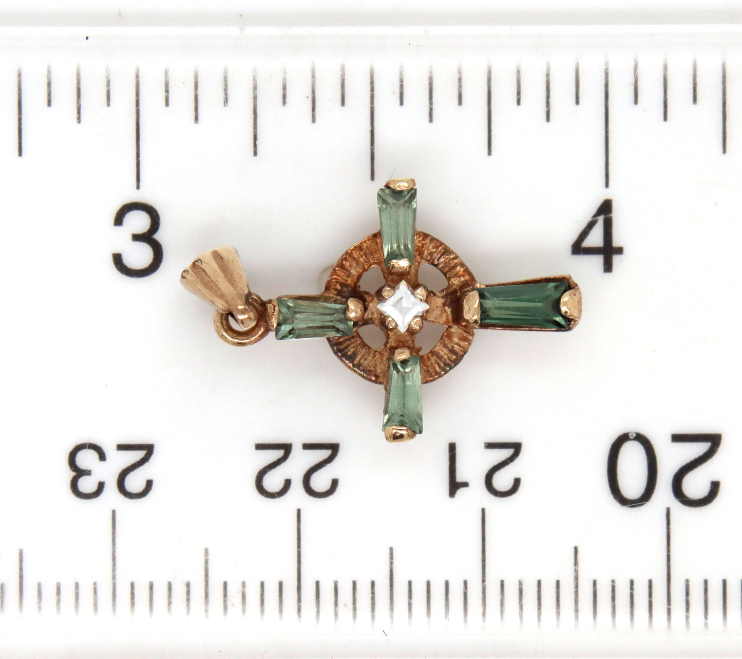 9kt Yellow gold gemstone cross pendant