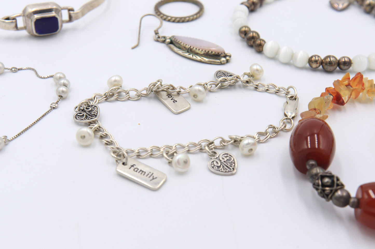 Lot of Vintage 925 Sterling Silver Gemstone Bracelets