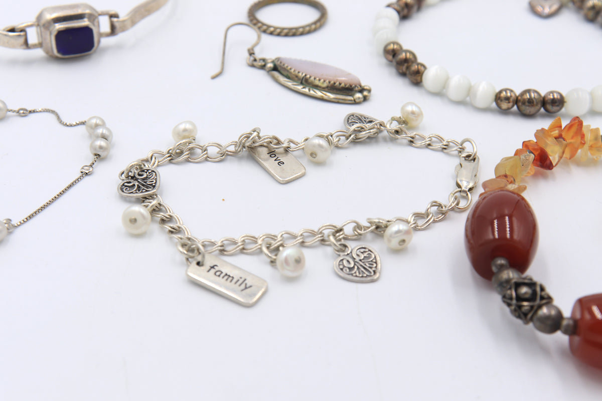 Lot of Vintage 925 Sterling Silver Gemstone Bracelets
