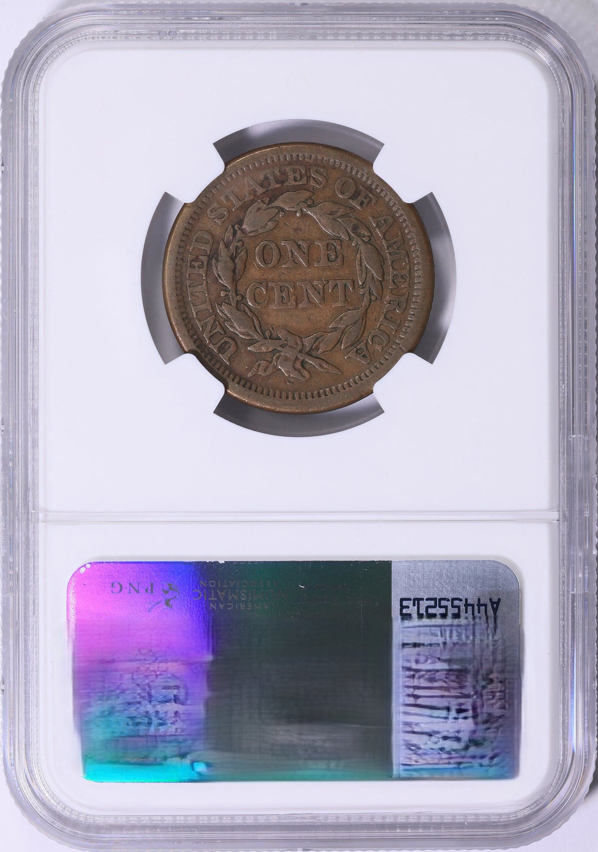 1856 Braided Hair Large Cent Slanted 5 Variety NGC VF-25 BN Better Date U.S. Copper