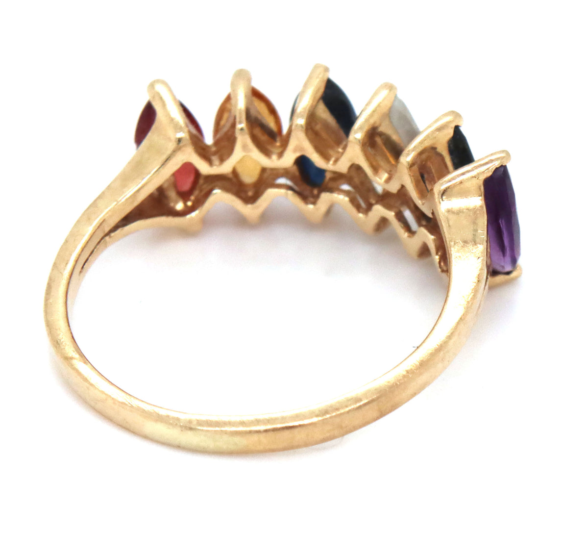 10kt Yellow gold multi color sapphire band