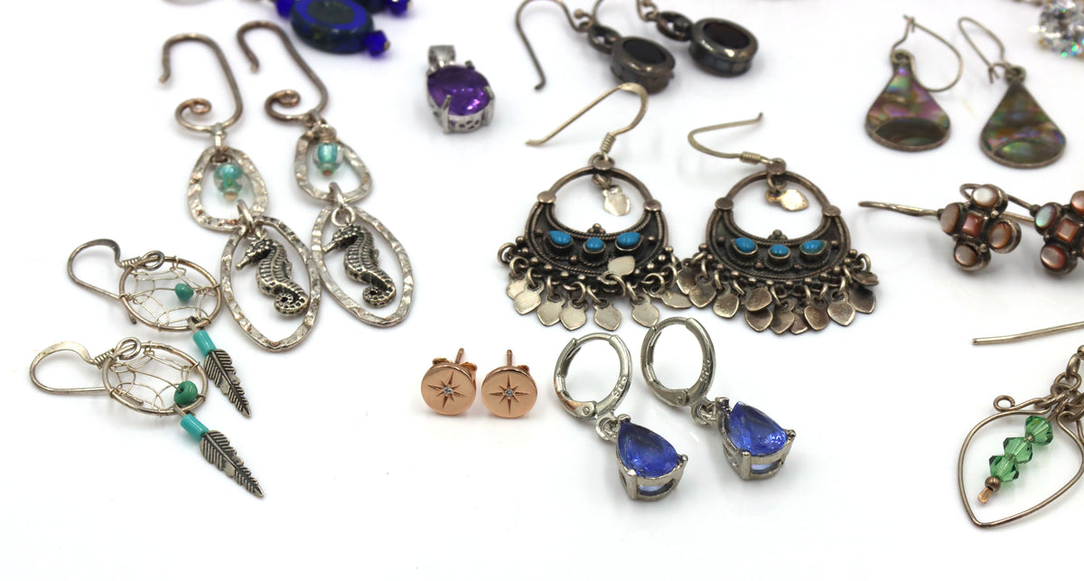 Group lot of Vintage 925 sterling silver earrings