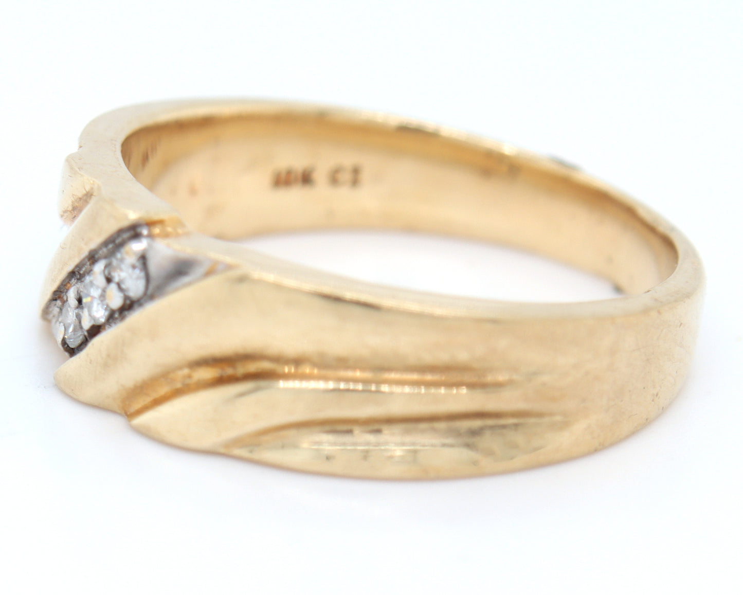 10kt Yellow gold diamond men's band