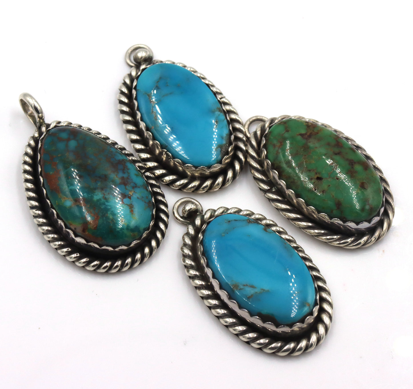 Group lot of 4 Vintage 925 sterling silver turquoise charms