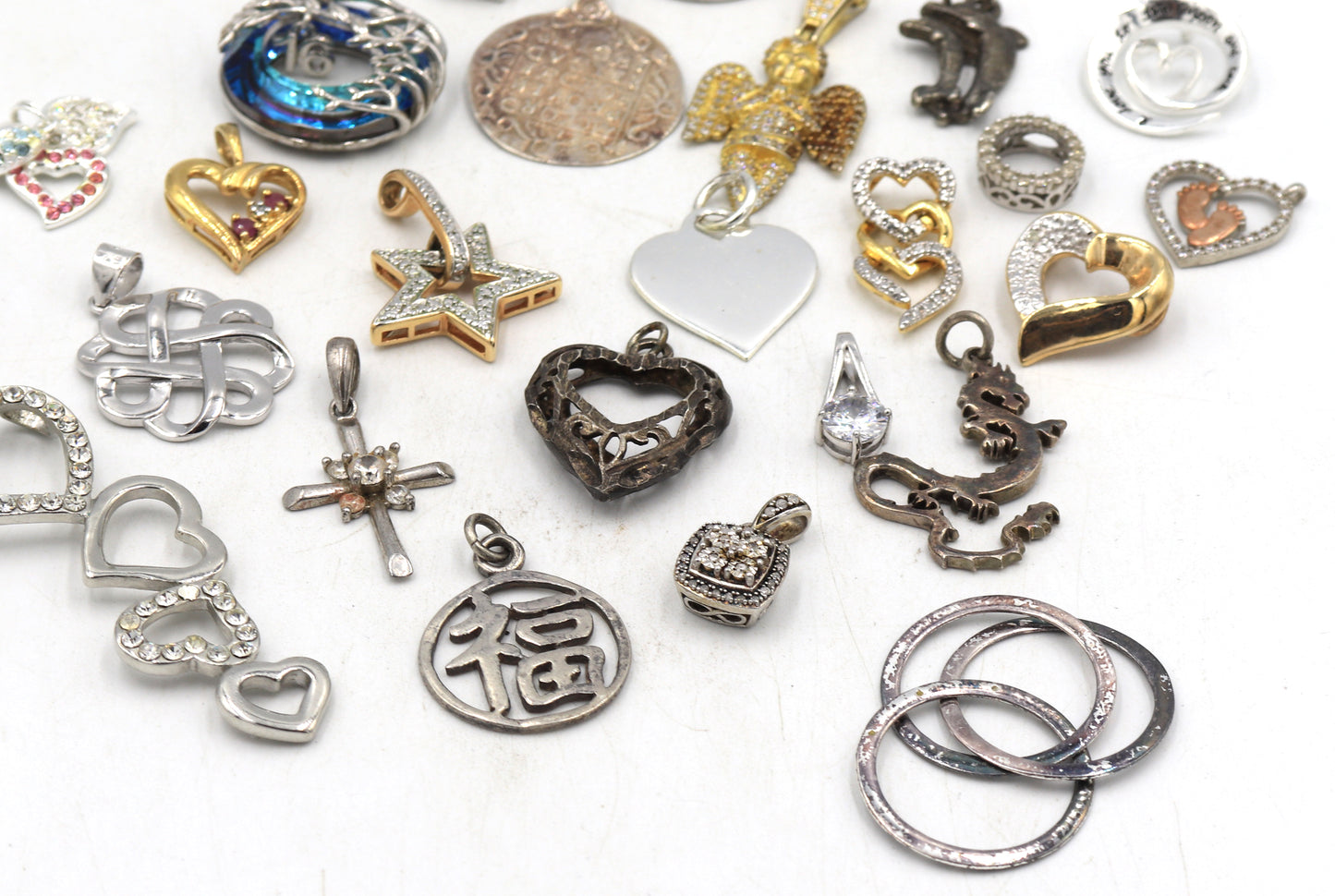 Group lot of Vintage 925 Sterling silver pendants